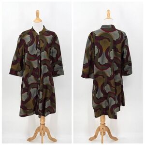 ZURI KENYA Printed Shirt Dress Womens Large Geometric Pivot Print Cotton Button